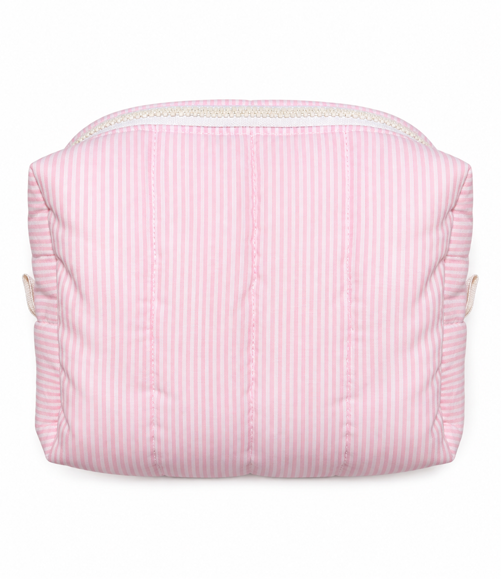 Necessaire Listrada Rosa Matelassê em Algodão | Bolsa Organizadora Feminina FOFuricess