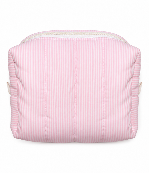 Necessaire Listrada Rosa Matelassê em Algodão | Bolsa Organizadora Feminina FOFuricess