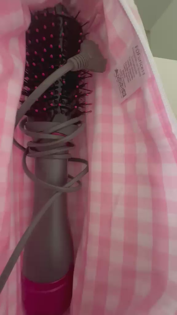 Necessaire Porta Escova Secadora Estampa Vichy
